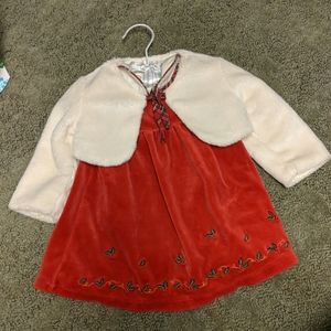 0-3 month Christmas dress, velvet w cardigan